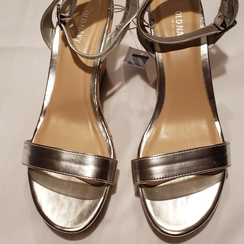 Silver wedge heel
